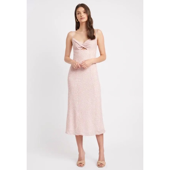Kookai Dresses & Skirts - KOOKAI 'Karlie' Rosie Pink Print Twist Front Midi Dress Size 34 AU 6 RRP $220
